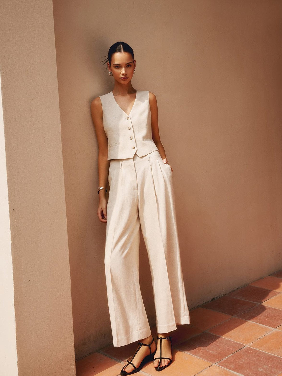 Gilet tailleur blanc vue de côté harmonie