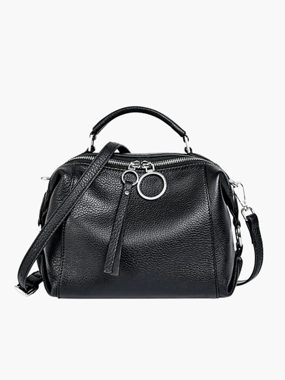 Sac en cuir bleu détail fermeture vent
