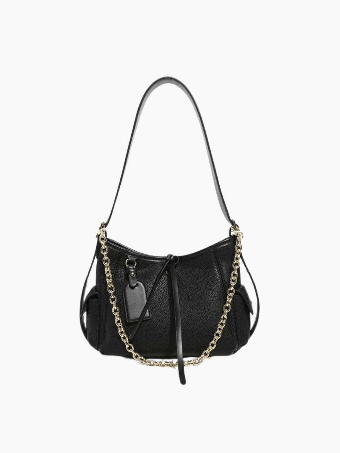 Sac à bandoulière en cuir noir élégant soleil