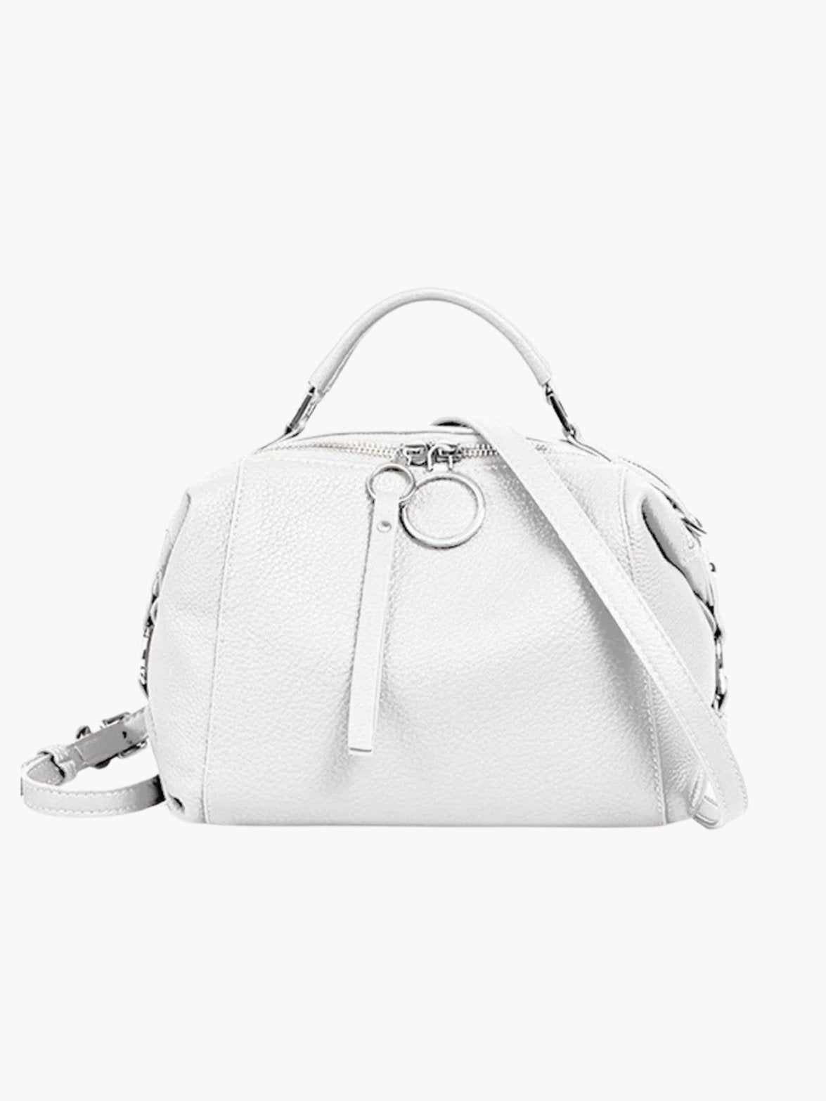 Sac en cuir bleu vue diagonale cristal
