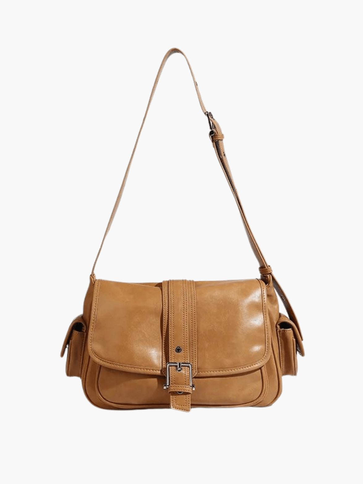 Sac bandoulière camel vue avant soleil