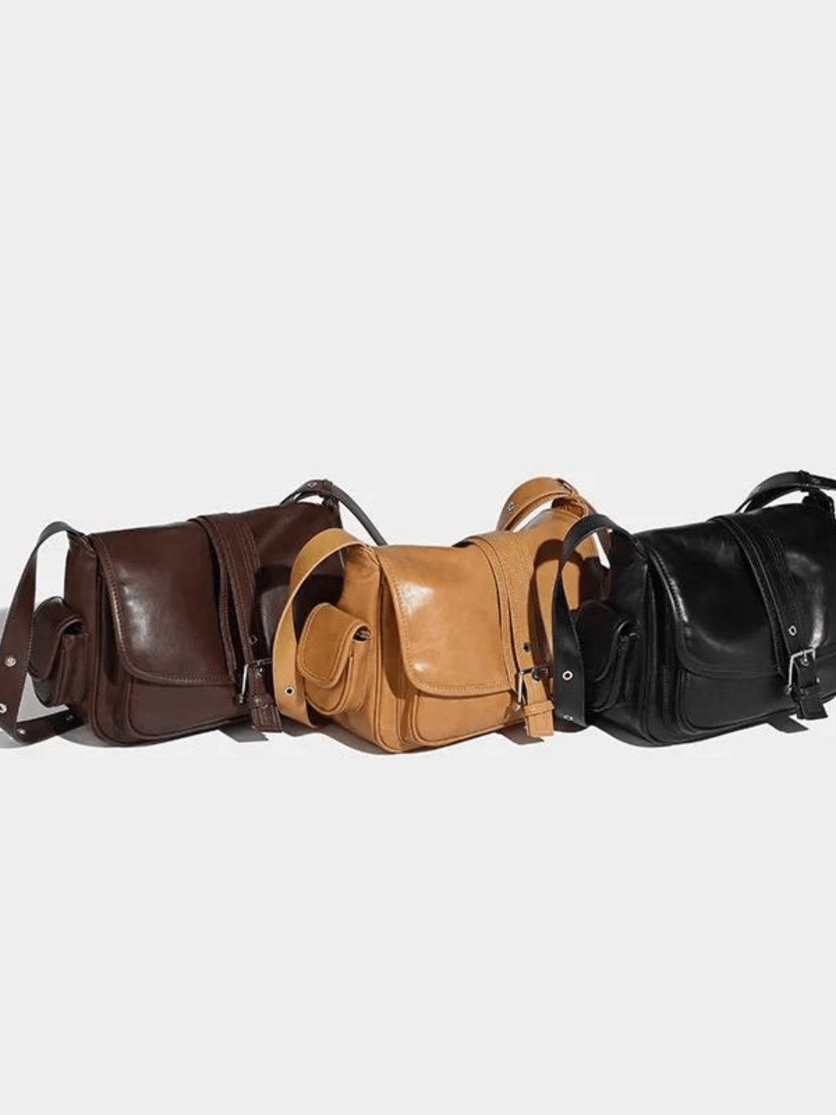 Sac bandoulière camel vue portée vent