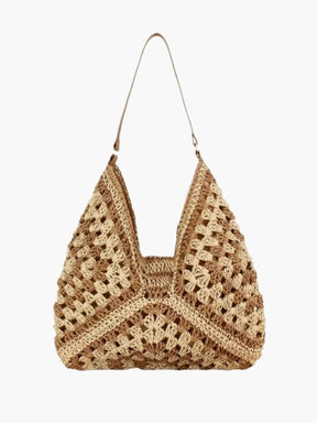 Sac bandoulière en paille tressée vue de face soleil