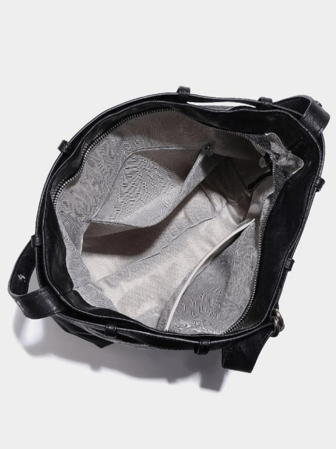 Sac bandoulière noir détail fermeture éclair nuage