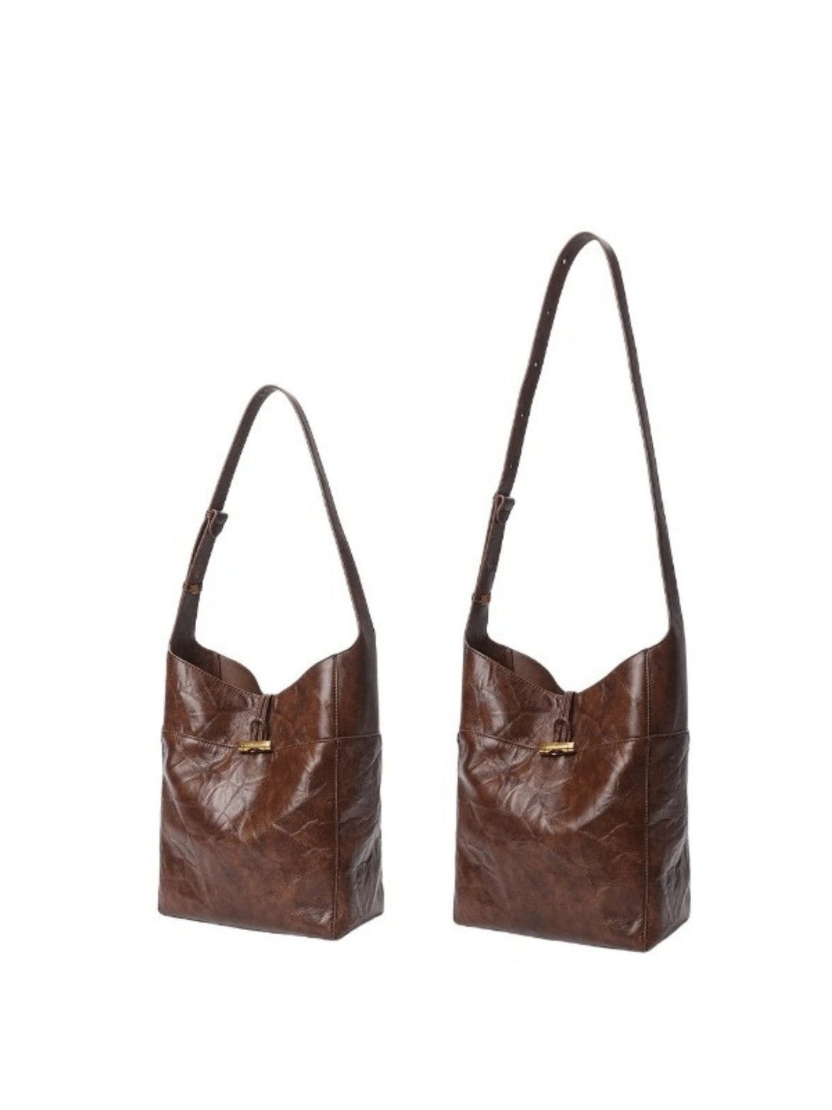 Sac hobo en cuir marron vue détaillée nuage