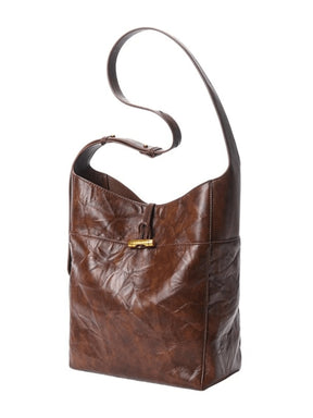 Sac hobo en cuir marron vue intérieure lune