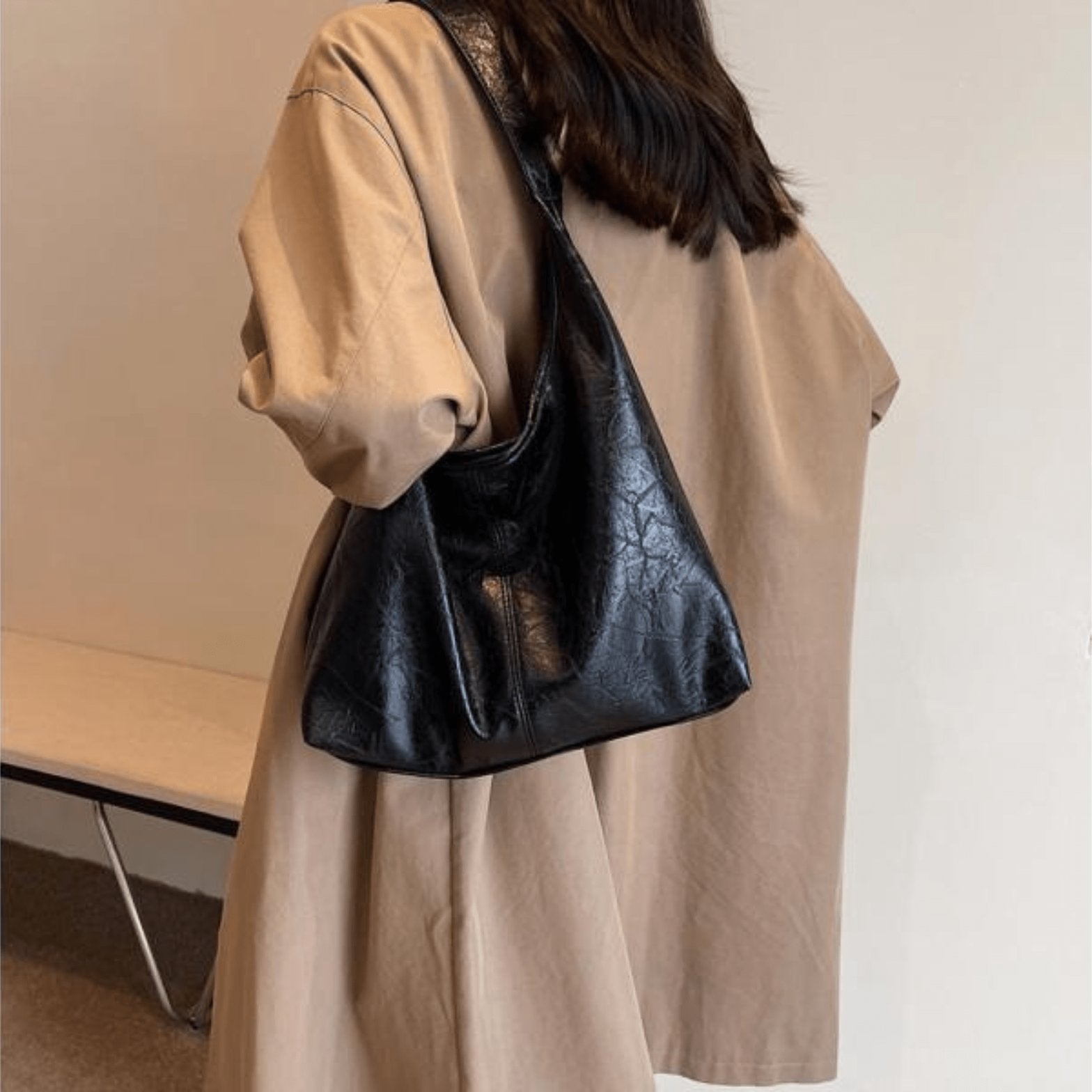Sac hobo cuir vintage vue détail lune