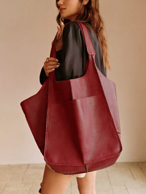 Sac shopping bordeaux élégant douceur