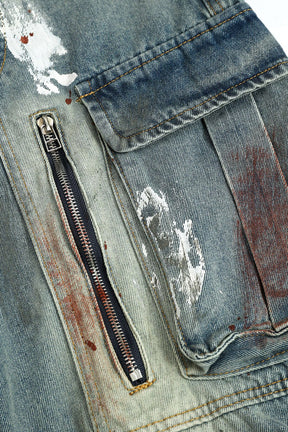 Jean cargo large délavé détail poches - Urban