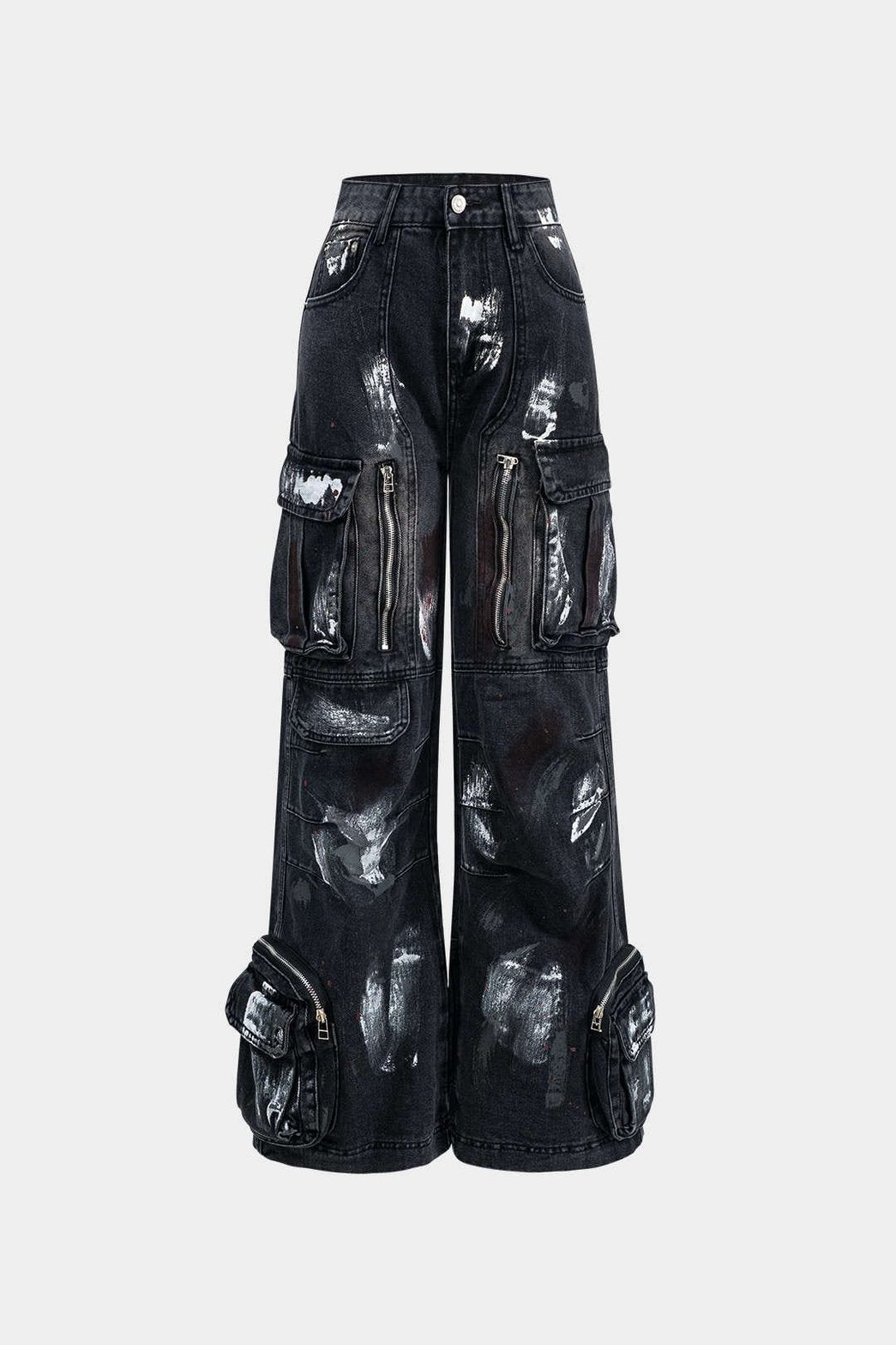 Jean cargo large délavé détail zip - Fresh