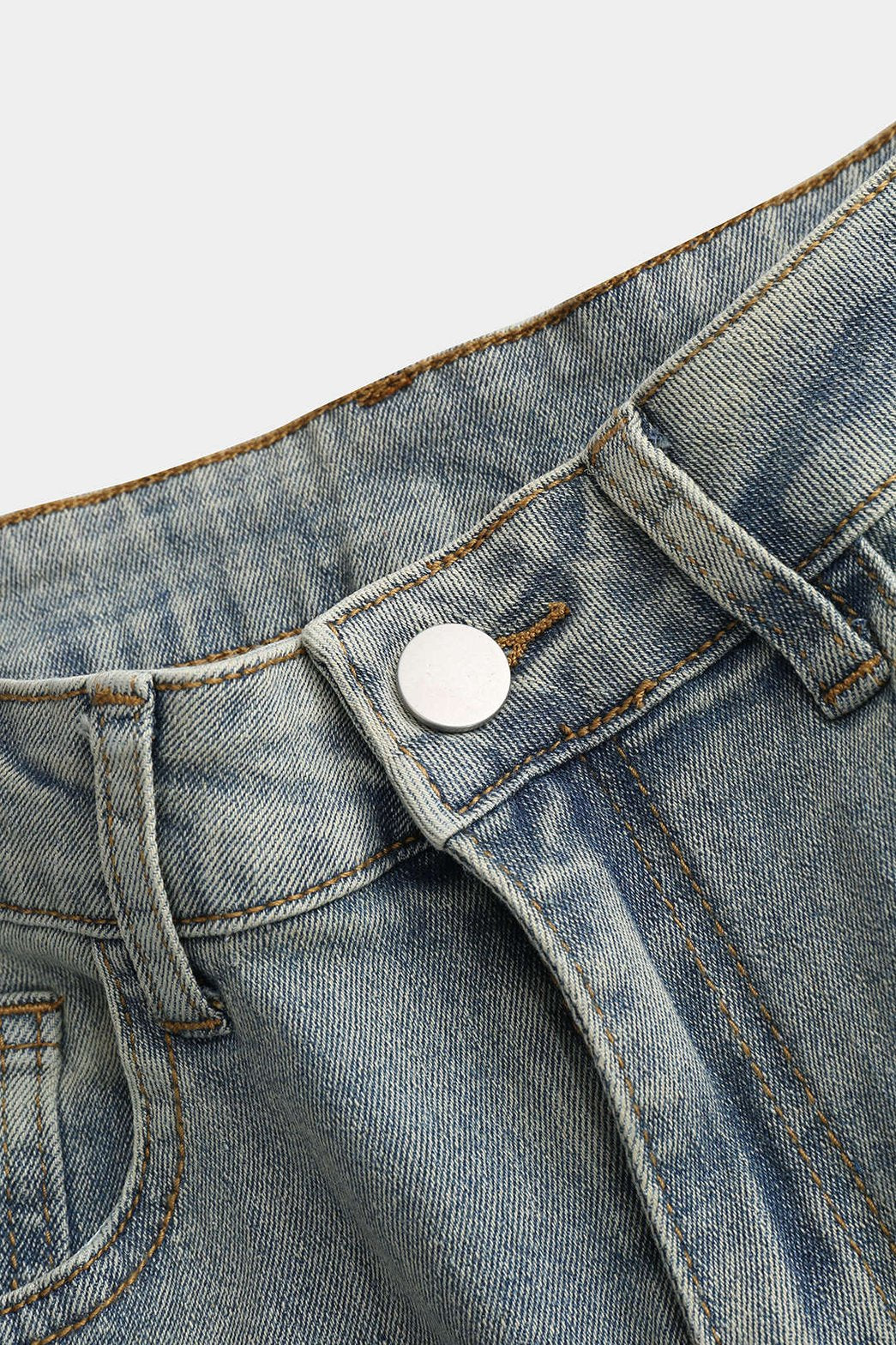 Jean flare patchwork fleuri vue détaillée étoile