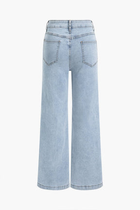 Jean denim large vue de dos pluie