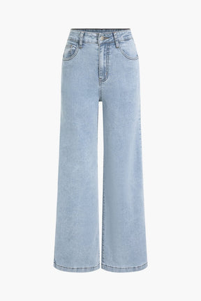 Jean denim large vue de face soleil