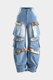 Jean patchwork ample vue avant soleil