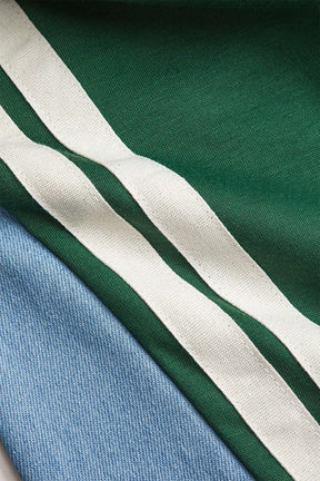 Jean patchwork vert et denim vue latérale nuage