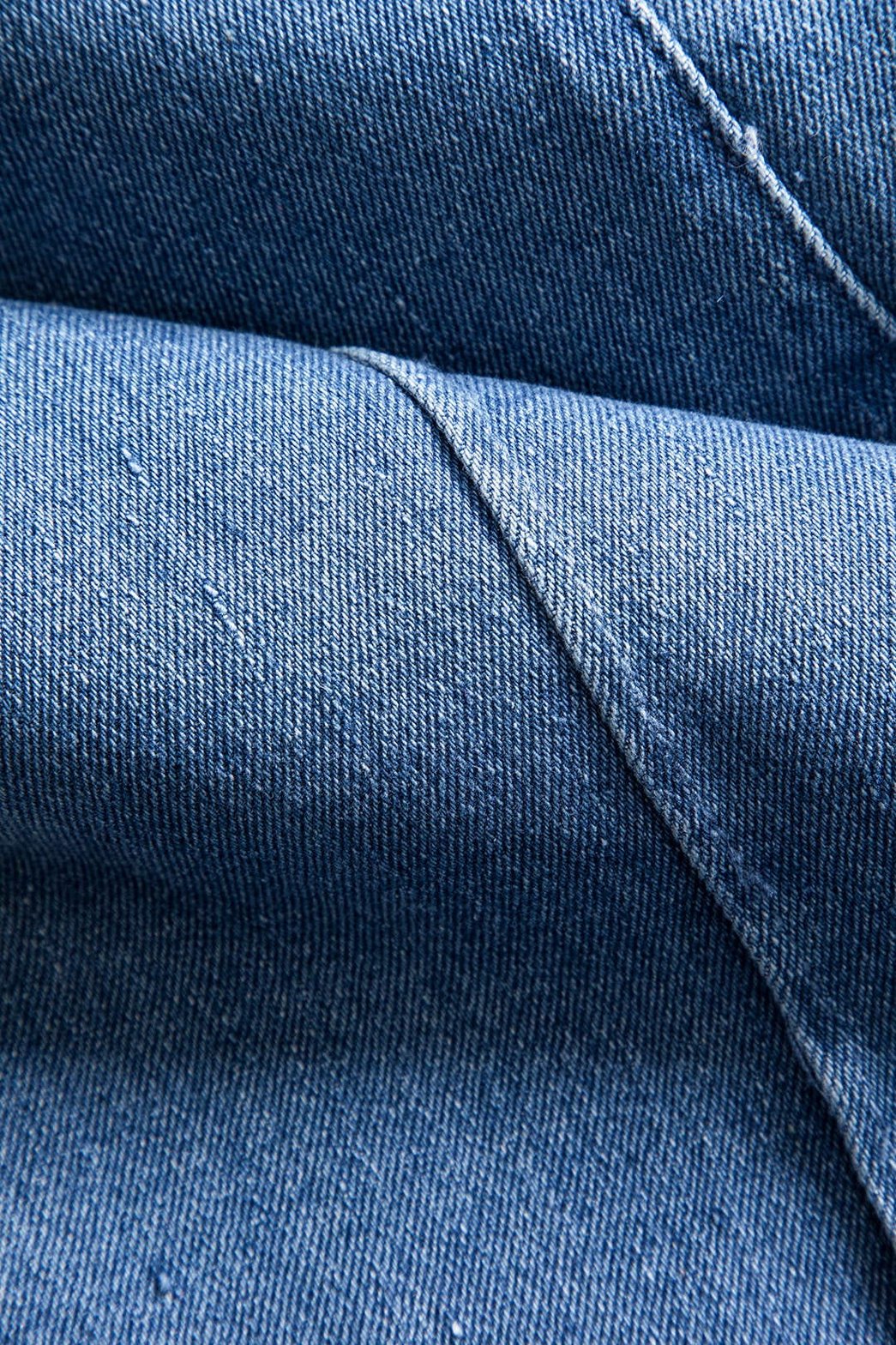 Jean palazzo taille haute détail poche lune