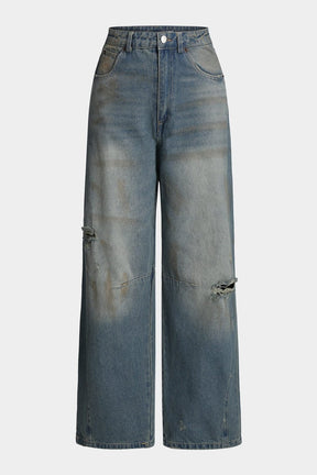 Jean large style vintage vue de face - Soleil