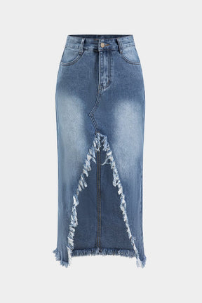 Jupe longue en denim avec fente élégante soleil