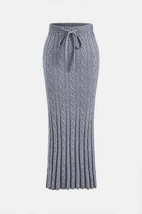 Jupe longue tricot grise ajustable vue de profil douceur