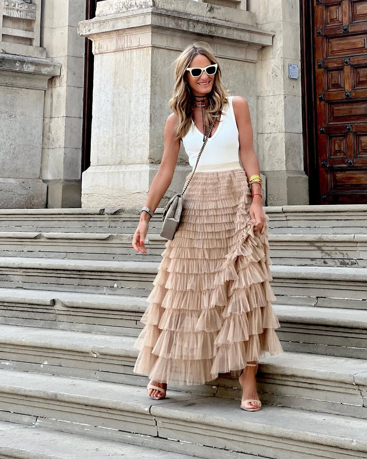Jupe volantée tulle vintage lune
