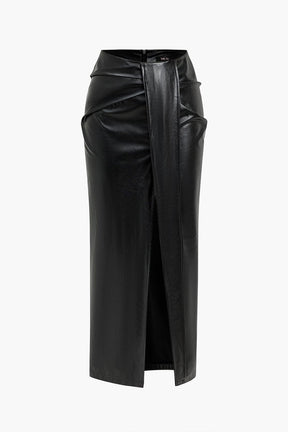 Jupe midi en similicuir noir chic sublime
