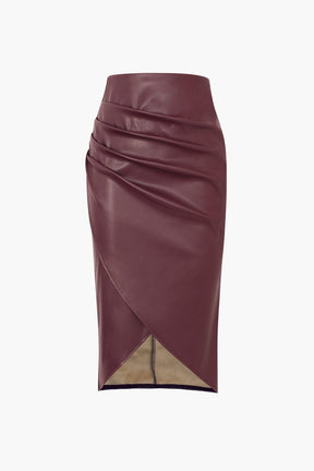 Jupe midi simili cuir vue complète prairie