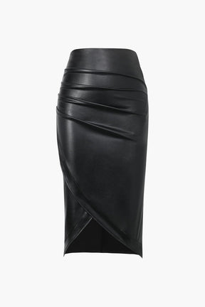 Jupe midi plissée style cuir vue de côté étoile