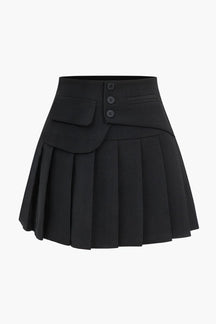 Jupe plissée asymétrique noire vue de face harmonie