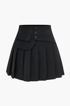 Jupe plissée asymétrique noire vue de face harmonie