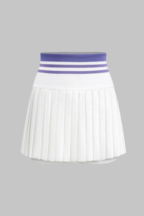 Jupe plissée tennis blanche avec bande violette étoile