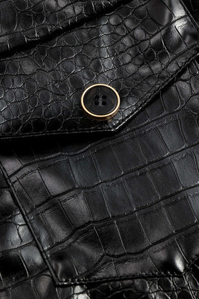 Jupe courte effet croco noire vue de côté lune