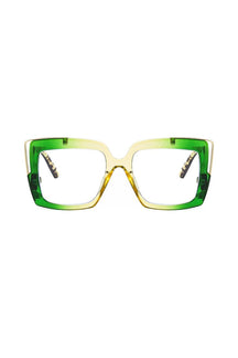 Lunettes de soleil carrées dégradées vert-jaune zeste