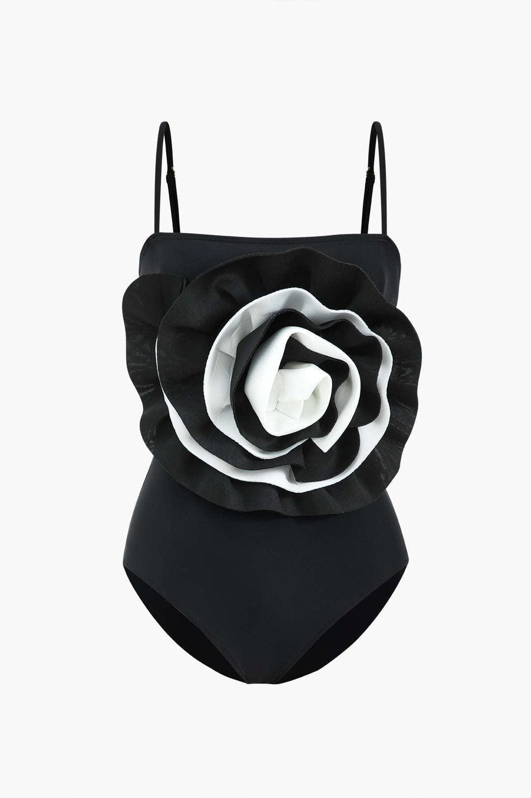 Maillot de bain noir avec fleur appliquée blanche soleil