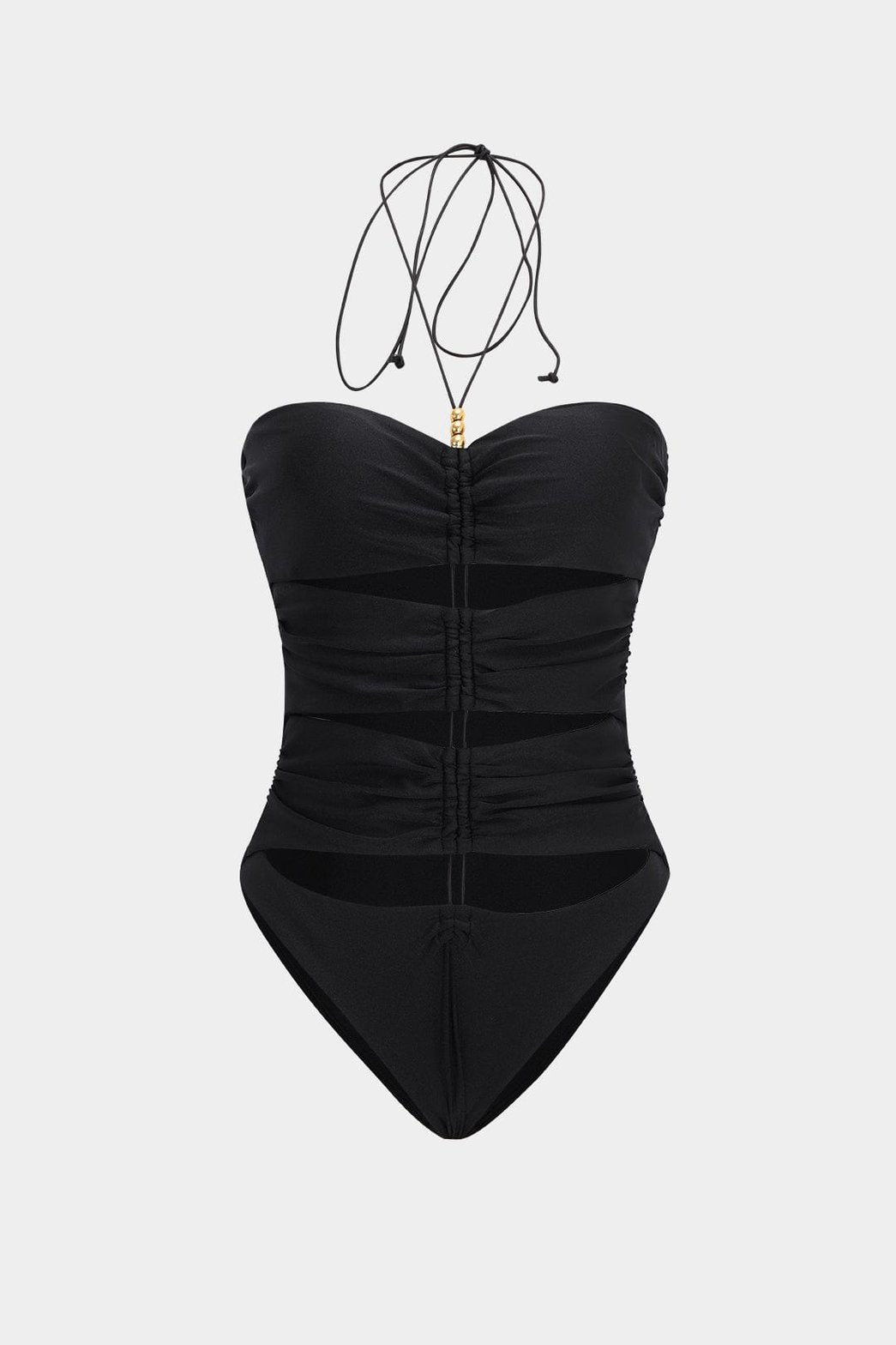 Maillot sculptant avec liens décoratifs vague