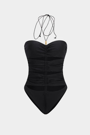 Maillot sculptant avec liens décoratifs vague