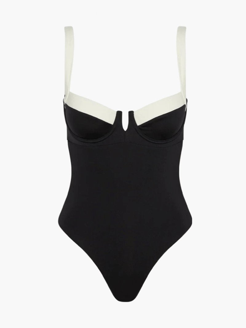 Maillot de bain noir et blanc élégant splash