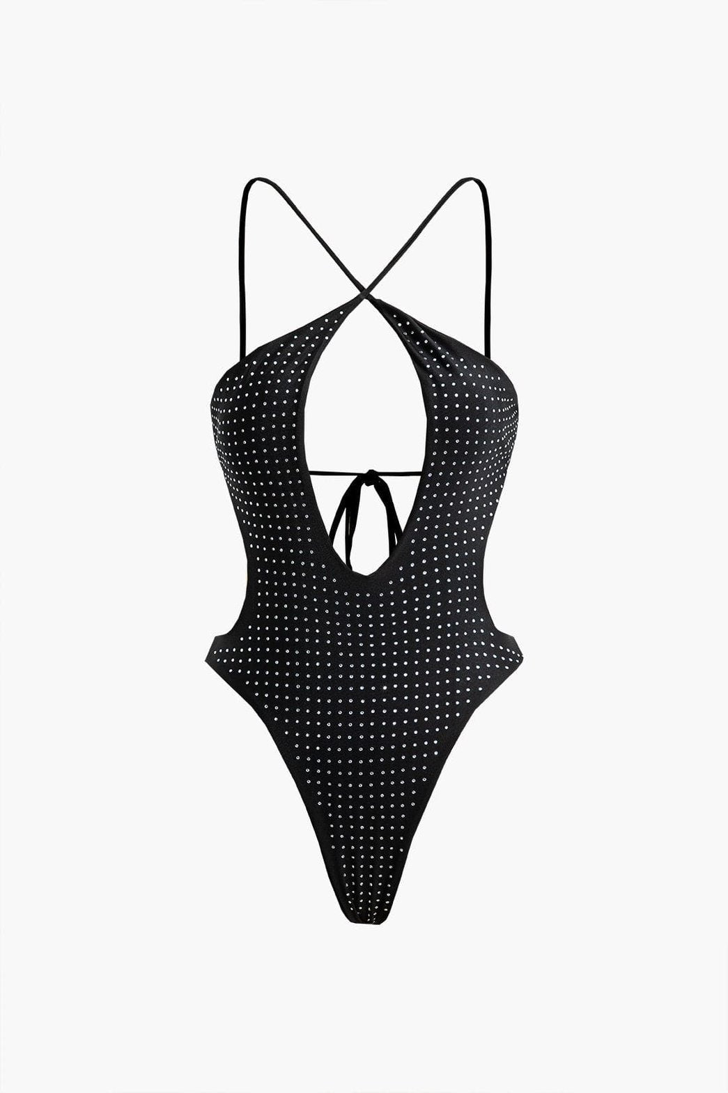 Maillot de bain croisé à motifs pois vague