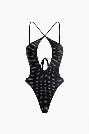 Maillot de bain croisé à motifs pois vague
