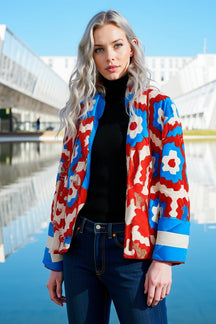 Manteau bohème à imprimé floral coloré soleil