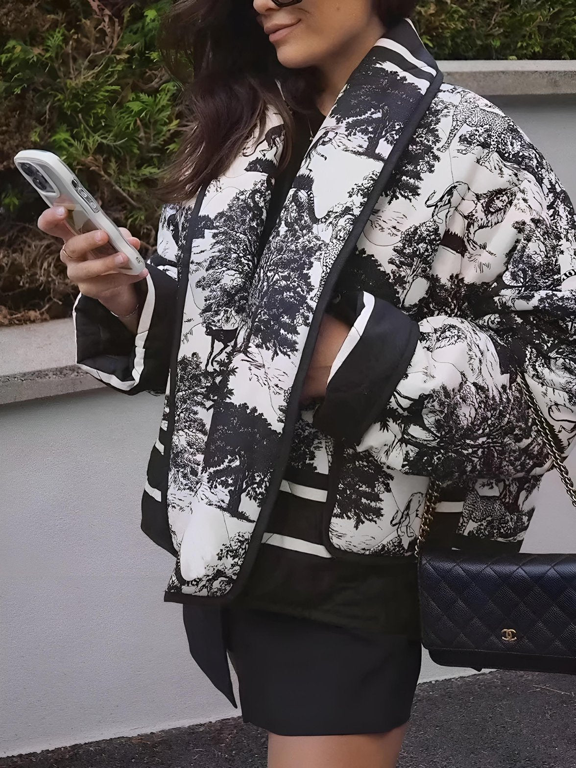 Manteau motif floral vue de dos léger