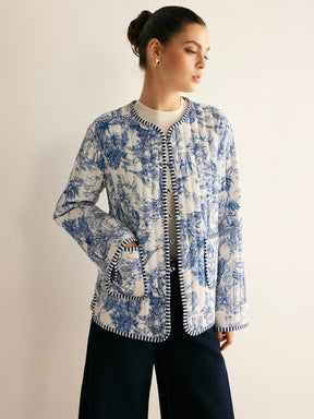 Manteau motif toile de jouy élégance