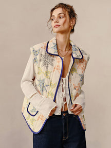Manteau bohème patchwork vue de face soleil