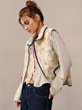 Manteau bohème patchwork détail bordure nuage