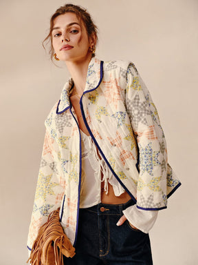 Manteau bohème patchwork vue de dos fleur