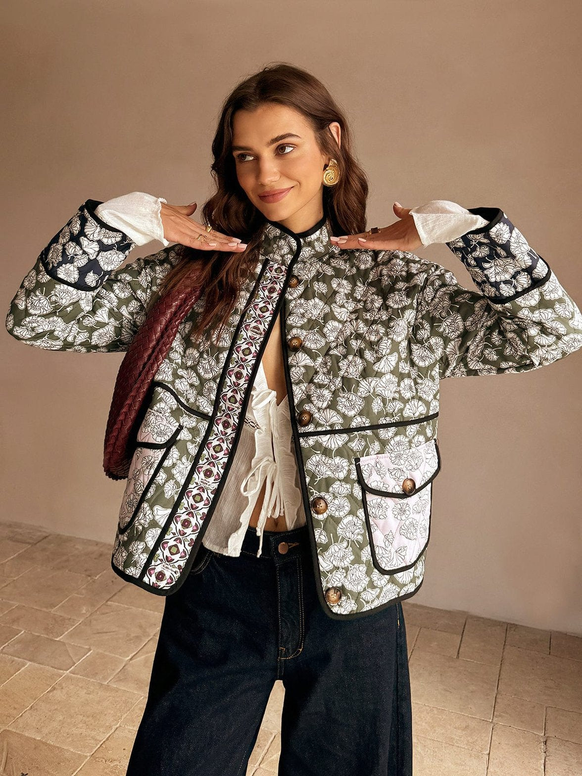 Manteau bohème poches plaquées douceur