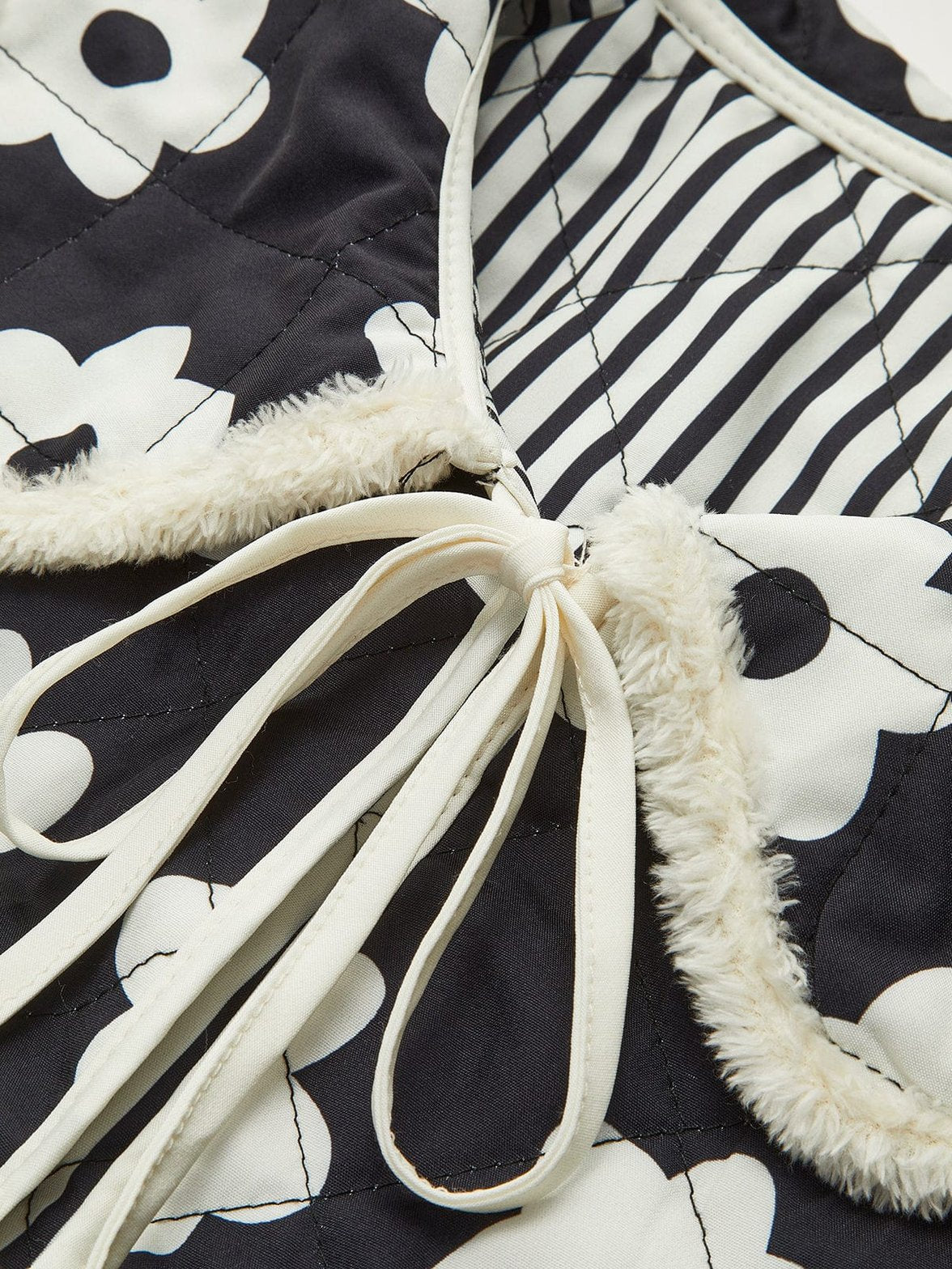 Manteau floral d'hiver vue de côté soleil