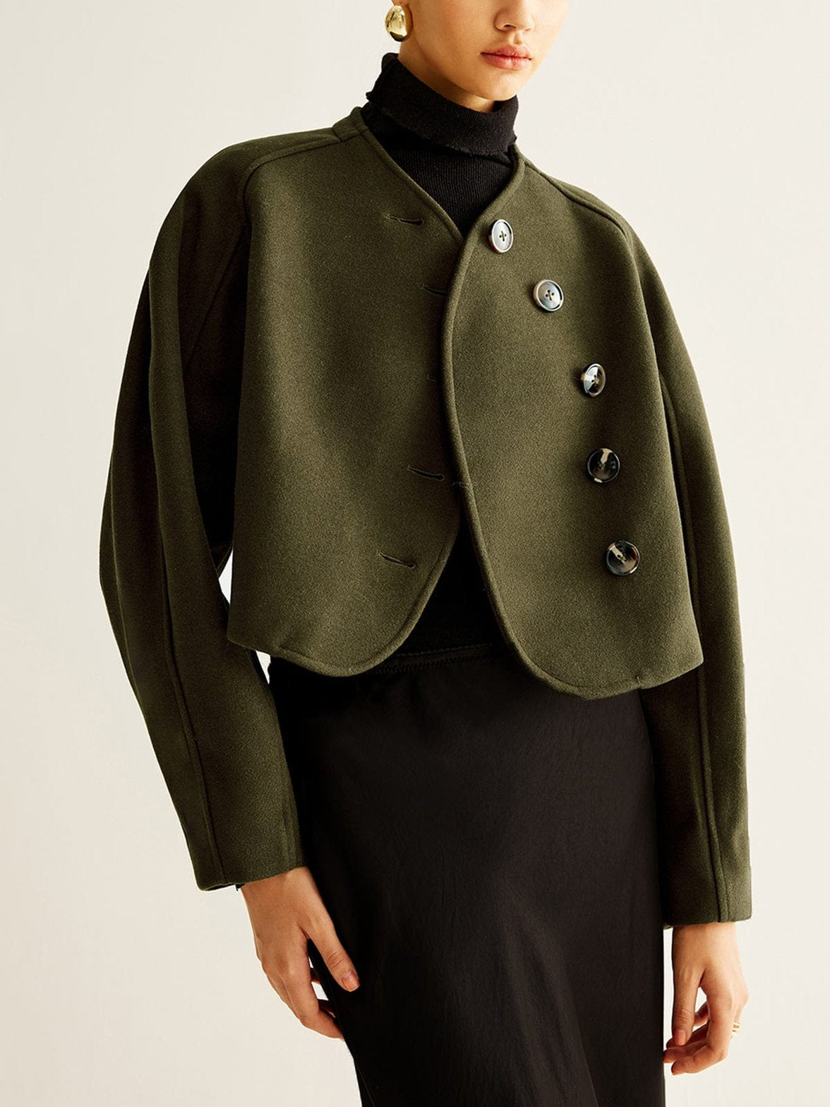 Manteau court asymétrique vue de dos - harmonie