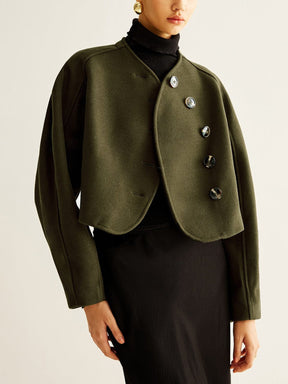 Manteau court asymétrique vue de dos - harmonie
