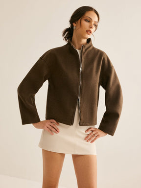 Manteau court zip double sophistication