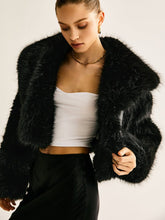 Manteau fausse fourrure noir élégant charm